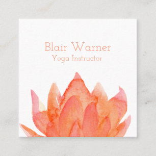 Lotus Blume Orange Coral Pink Wasserfarbe Quadratische Visitenkarte