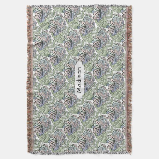 Lotus Blume Pattern individuelle Name Decke werfen (Vorderseite Vertikal)