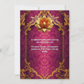 Lotus Blume plum gold Hindi Hochzeit Einladung (Rückseite)