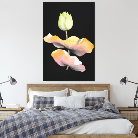 Lotus Blume Poster, Abstrakter Zen Art Prin Leinwanddruck (Insitu (Schlafzimmer))