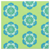 Lotus Blume Print, Lime Green und Light Blue Stoff (Nahaufnahme)