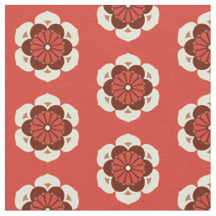 Lotus Blume Print, Mandarin Orange Stoff