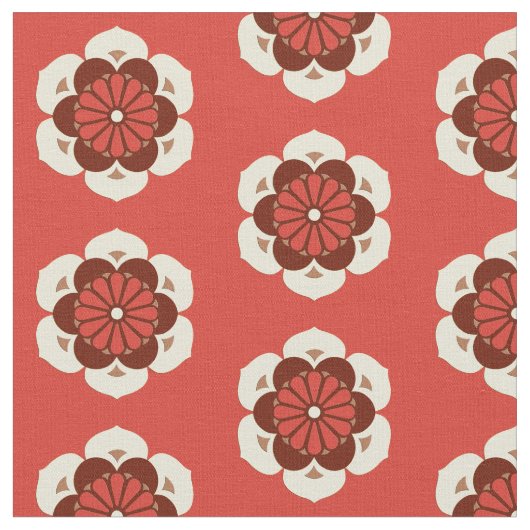 Lotus Blume Print, Mandarin Orange Stoff (Nahaufnahme)