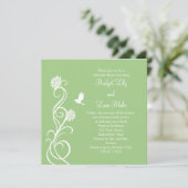 Lotus Blume Probe Abendessen (grün) Einladung (Stehend Vorderseite)