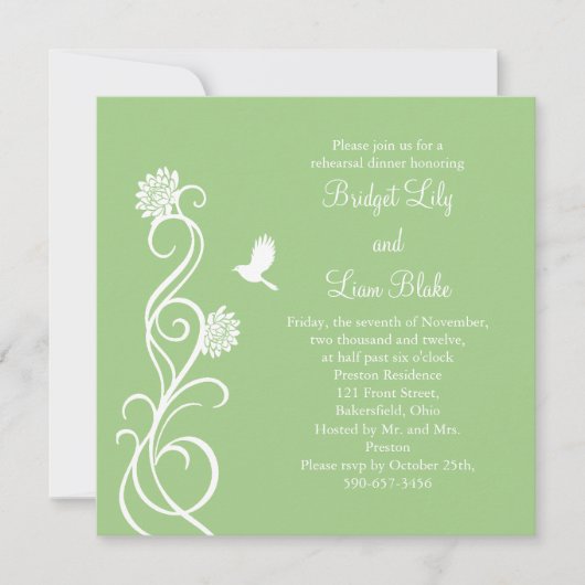 Lotus Blume Probe Abendessen (grün) Einladung (Vorderseite)