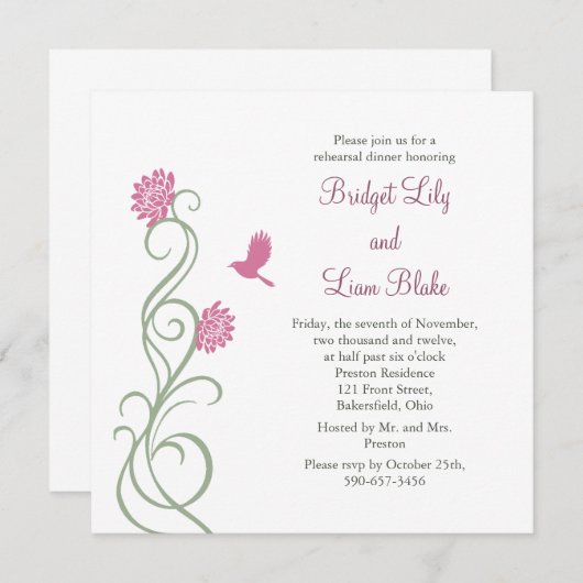 Lotus Blume Probe Abendessen (weiß) Einladung (Vorne/Hinten)