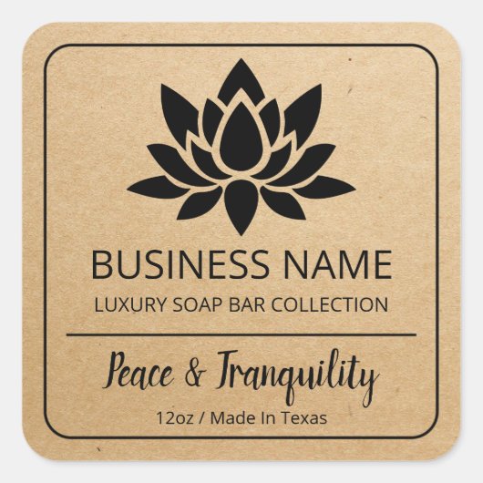 Lotus Blume Produktkennzeichnungen Quadratischer Aufkleber (Vorderseite)