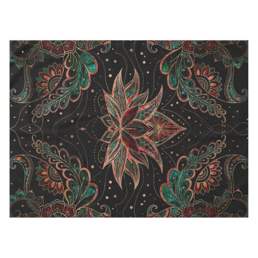 Lotus Blume - Roter Marmor und Malachit Tischdecke (Vorderseite (Horizontal))