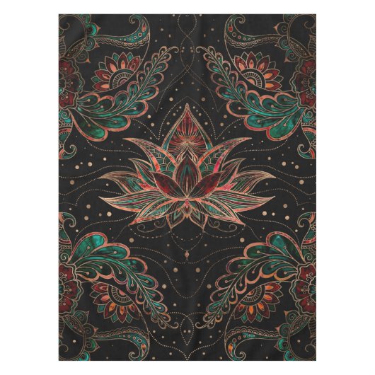 Lotus Blume - Roter Marmor und Malachit Tischdecke (Vorderseite)