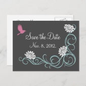 Lotus Blume Save the Date Postkarte (grau) (Vorne/Hinten)