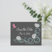 Lotus Blume Save the Date Postkarte (grau) (Stehend Vorderseite)