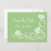 Lotus-Blume Save the Date Postkarte (grün) (Vorne/Hinten)