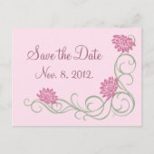 Lotus Blume Save the Date Postkarte (pink) (Vorderseite)