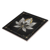 Lotus Blume - Schwarz, Perle und Gold Fliese (Seite)