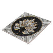 Lotus Blume - Schwarz, Perle und Gold Fliese (Seite)