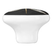 Lotus Blume - Schwarz, Perle und Gold Keramikknauf (Seitenansicht)