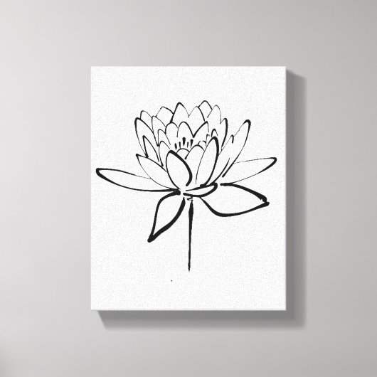 Lotus Blume Schwarz-Weiß Tinte Zeichnend Kunst Leinwanddruck (Vorderseite)