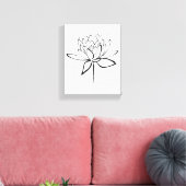 Lotus Blume Schwarz-Weiß Tinte Zeichnend Kunst Leinwanddruck (Insitu (Wohnzimmer))