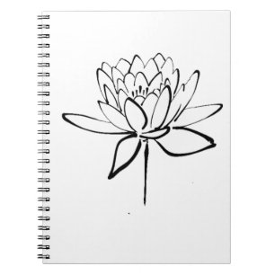 Lotus Blume Schwarz-Weiß Tinte Zeichnend Kunst Notizblock