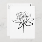Lotus Blume Schwarz-Weiß Tinte Zeichnend Kunst Postkarte (Vorne/Hinten)