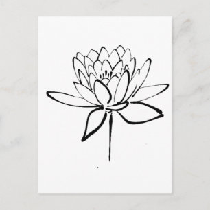 Lotus Blume Schwarz-Weiß Tinte Zeichnend Kunst Postkarte