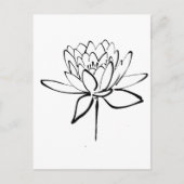 Lotus Blume Schwarz-Weiß Tinte Zeichnend Kunst Postkarte (Vorderseite)