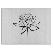 Lotus Blume Schwarz-Weiß Tinte Zeichnend Kunst Schneidebrett (Vorderseite)