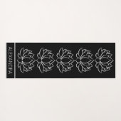 Lotus Blume Symbol Schwarz-weißer Name Personalisi Yogamatte (Rückseite (Horizontal))