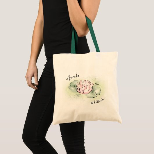 Lotus Blume Tote Bag | Erwachen in Weisheit Tragetasche (Vorderseite (Produkt))