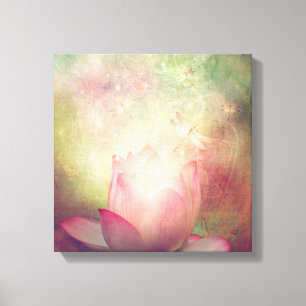 Lotus Blume und Dragonflies Canvas Print Leinwanddruck