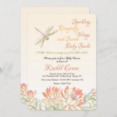 Lotus Blume und Dragonfly Einladung (Vorne/Hinten)