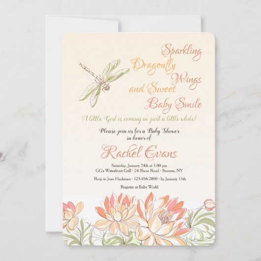Lotus Blume und Dragonfly Einladung (Vorderseite)