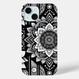 Lotus-Blume und -Mandalase in Schwarzweiß Case-Mate iPhone Hülle