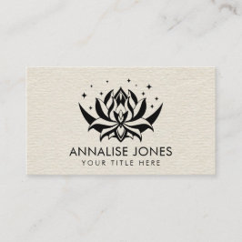 Lotus Blume und Mond auf der Leinwand Visitenkarte