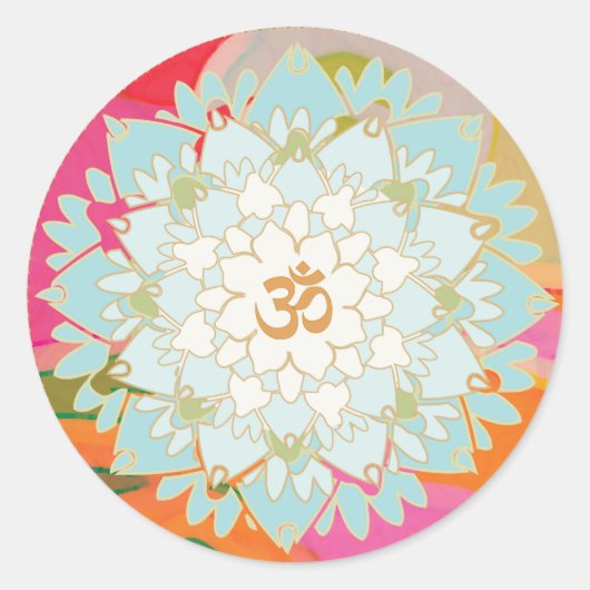 Lotus Blume und Om Symbol Mandala Sticker (Vorderseite)