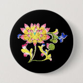 Lotus Blume und Wein Button (Vorderseite)