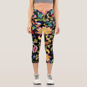 Lotus Blume und Wein Capri Leggings (Vorderseite)