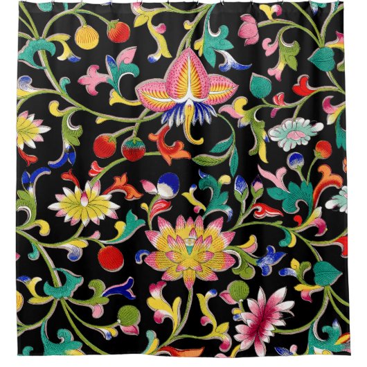 Lotus Blume und Wein Duschvorhang (Vorderseite)