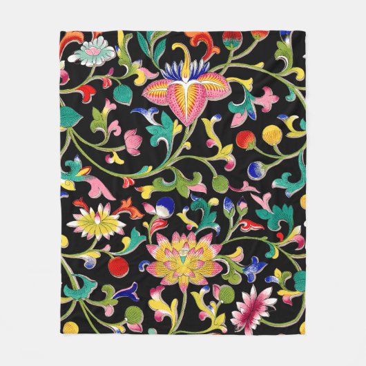 Lotus Blume und Wein Fleecedecke (Vorderseite)