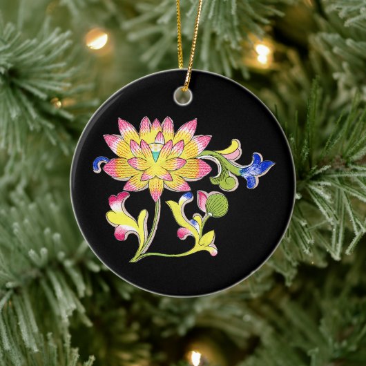 Lotus Blume und Wein Keramik Ornament (Baum)
