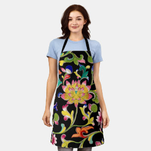 Lotus Blume und Wein Schürze