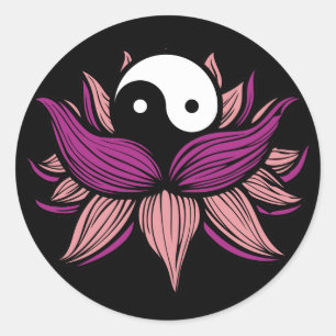 Lotus Blume und Yin Yang Runder Aufkleber