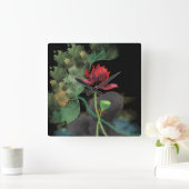 Lotus Blume Wall Clock Quadratische Wanduhr (Zuhause)