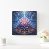 Lotus Blume Wall Clock Quadratische Wanduhr (Zuhause)