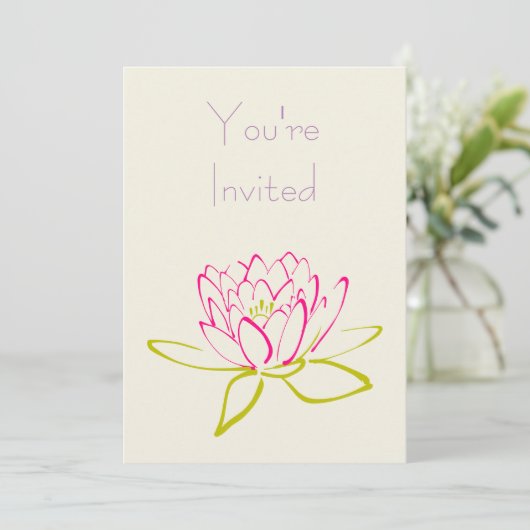Lotus Blume/Wasser Lidschlag Party Einladung (Stehend Vorderseite)
