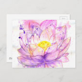 Lotus Blume Wasserfarbe 4 Postkarte (Vorne/Hinten)