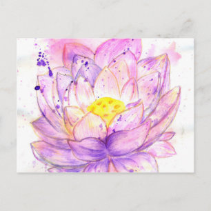 Lotus Blume Wasserfarbe 4 Postkarte
