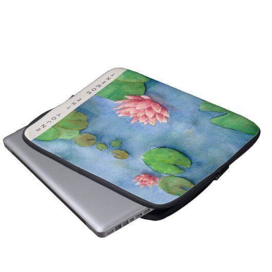 Lotus Blume Wasserfarbe Laptopschutzhülle (Vorne Knopf)