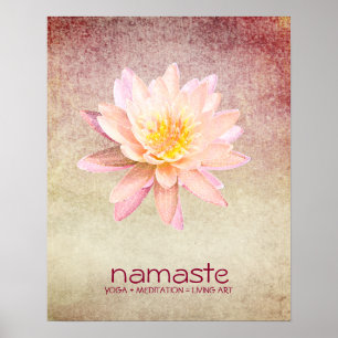 Lotus Blume Wasserfarbe Namaste Yoga Medizin Po Poster