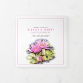 Lotus-Blume Wasserfarbene Hochzeit Dreifach-gefaltete Programmkarte (Cover)